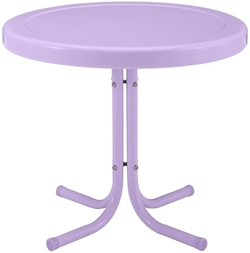 Crosley Furniture Griffith Weather Resistant Retro Metal Outdoor Side Table for Patio, Deck, Porch, Lavender Gloss - color: Lavender Gloss