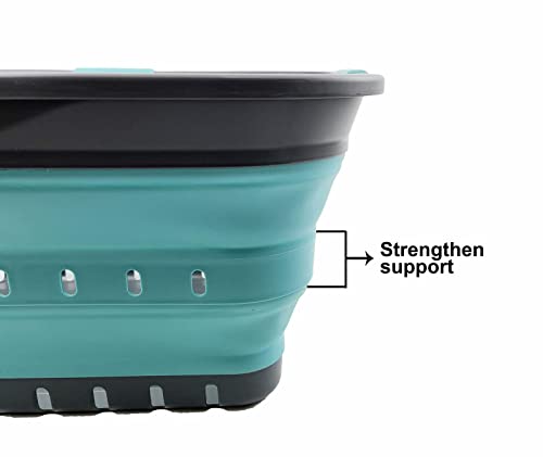 SAMMART 42L (11 gallon) Collapsible Plastic Laundry Basket - Foldable Pop Up Storage Container/Organizer - Space Saving Hamper/Basket (Grey/Crystal Blue) - color: Grey/Crystal Blue