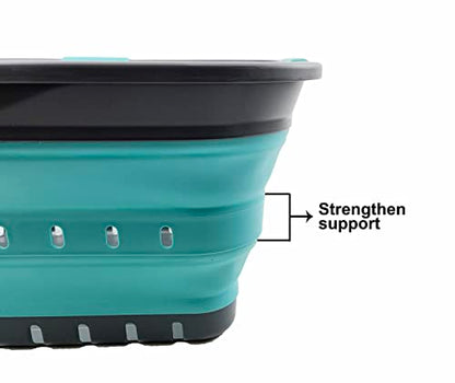 SAMMART 42L (11 gallon) Collapsible Plastic Laundry Basket - Foldable Pop Up Storage Container/Organizer - Space Saving Hamper/Basket (Grey/Crystal Blue) - color: Grey/Crystal Blue