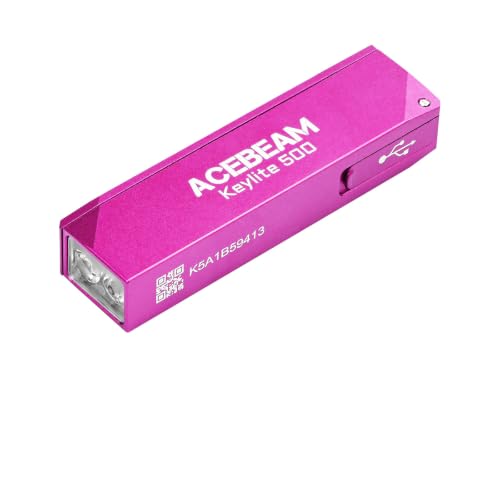 ACEBEAM Keylite 500 High Lumens Keychain Flashlight Rechargeable, Ultra-Compact Flat Pocket EDC Flashlight with Dual LEDs, 6 Modes, Type-C Charging, Small MINI Flash Light for Emergency, Home, Outdoor - color: Pink