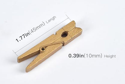 50PCS Gold Wooden ClothesPins - 1.77 inch Natural Wooden Peg Pin Compatible Gift Wrapping, Picture Hanging, Arts&Crafts, Photo Display (Gold, 4.5 * 0.7cm) - color: Gold, size: 4.5*0.7cm