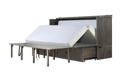 Mega Solutions Murphybedz Tuscany Murphy Cabinet Chest Bed with Charging Station 6 Inch (Galaxy Grey, King) - color: Galaxy Grey, size: King (U.S. Standard)