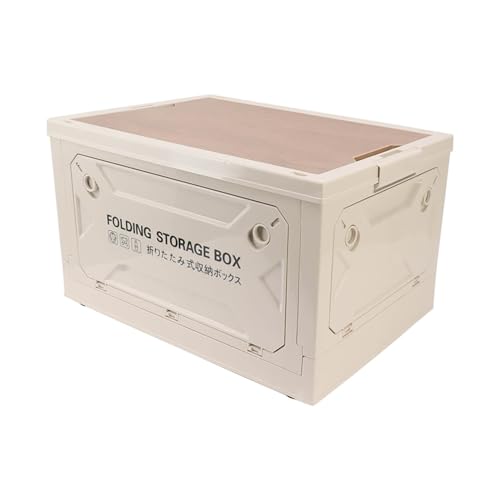 Omabeta Folding Camping Storage Box with Strong Load Bearing Capacity Foldable Bin Container for Car Picnic, Camping,Toy Storage Made of PP, MDF (Light Gray) - color: Light Gray