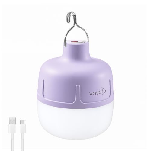 VAVOFO 20W LED Camping Lantern Rechargeable, 1200LM Camping Light, 3000mAh Portable Tent Light , IP65 Waterproof Flashlight Lanterns for Emergencies ,Power Outages,Hiking (Purple) - color: Purple