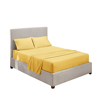 Hearth & Harbor Twin Size Sheets - 3 Piece Bed Sheet Set, Hotel Luxury Double Brushed Bed Sheets - Extra Soft Bedding Sheets & Pillowcases, Twin, Mellow Yellow - color: Mellow Yellow, size: Twin