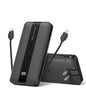 Portable Charger with Wall Plug, Fast Charging Power Bank Built-in Cables, Slim 10500mAh 22.5W 4 Outputs 3 Inputs LED Display External Battery Pack Compatible with iPhone/Android (Black) - color: Black