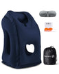 Sunany Travel Pillow, Inflatable Neck Pillow Used for Airplanes/Cars/Buses/Trains/Office Napping with Eye Mask/Earplugs (Blue) - color: Blue