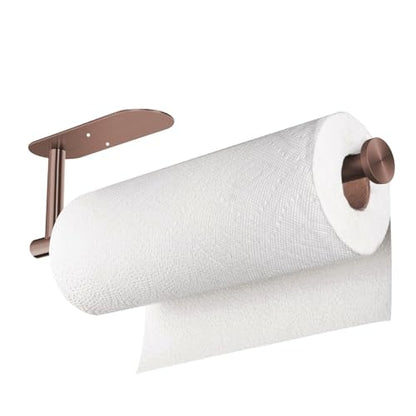 VAEHOLD Adhesive Paper Towel Holder Under Cabinet Wall Mount for Kitchen Paper Towel, Black Paper Towel Roll Holder Stick to Wall, Stainless Steel (Rose Gold) - color: Rose Gold