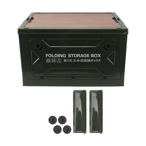 Omabeta Folding Camping Storage Box with Strong Load Bearing Capacity Foldable Bin Container for Car Picnic, Camping,Toy Storage Made of PP, MDF (Green) - color: Green