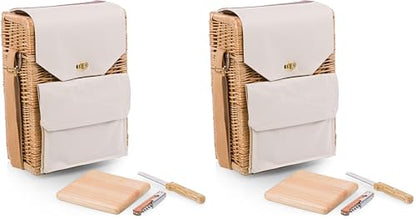 PICNIC TIME Corsica Wine and Cheese Picnic Basket - Tote Bag - Gift for Wine Lovers, (Beige Canvas), 12 x 7 x 17 (Pack of 2) - size: 9.75 x 6.5 x 13.75 (Pack of 2), style: Corsica Wine & Cheese Picnic Basket, 2-Bottle Wine Carrier