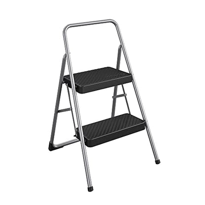 CoscoProducts COSCO 11137PBL1E 2 Household Folding Step Stool, ANSI Type 3, 200 lb Weight Capacity, Platinum