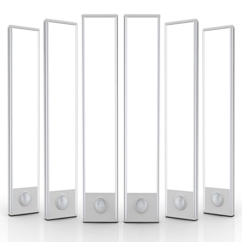 6 Pack Under Cabinet Lighting Wireless, 50 LED Rechargeable Battery Motion Sensor Light Indoor, Stick On Magnetic Closet Lights, Under Counter Lights for Kitchen, Stairs, White 12 in - color: White Light, size: 12 inch