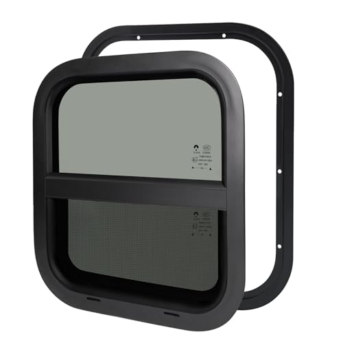 NOVINO RV Window for Trailer Camper,Vertical Sliding Replacement RV Window for Cargo Trailer Camper Utility Van Truck SUV,14" W x 16" H, Fit 15/16" or 1-3/8" Thick Wall,Allow Error 1/16",DOT Approved - size: 14"W x 16"H