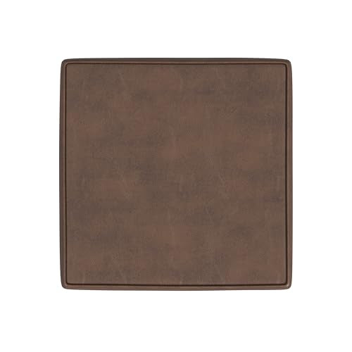 HomePop 18" Square Storage Ottoman - Brown Faux Leather - color: Brown Faux Leather
