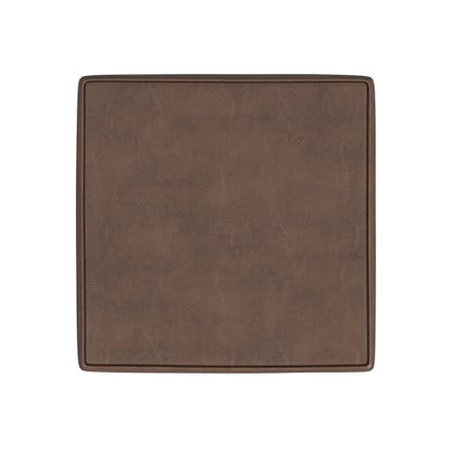 HomePop 18" Square Storage Ottoman - Brown Faux Leather - color: Brown Faux Leather