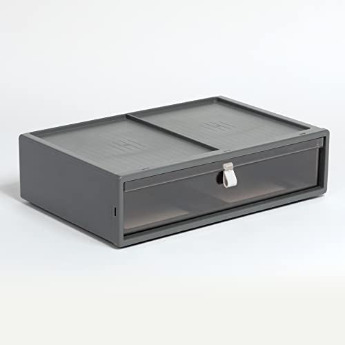 Pendaflex Stackable Drawer, Durable Plastic, Silicon Handles, Tinted Drawers, Single, Gray, 14" x 9" x 3.5", Large, 1 Piece (41794) - size: Large, Single