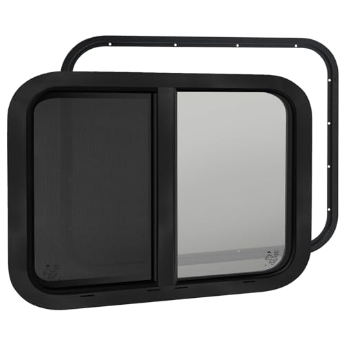 30"W x 20"H RV Window for Trailer Camper,Horizontal Sliding Replacement RV Window for Cargo Trailer with Screen&Trim Ring Fit 15/16" or 1-3/8" Thick Wall,Allow Error 1/16",DOT Approved - size: 30"W x 20"H