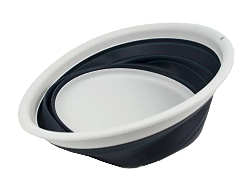 SAMMART 7.5L (1.98 Gallon) Collapsible Tub - Foldable Dish Tub - Portable Washing Basin - Space Saving Plastic Washtub (Grey/Slate Grey) - color: Grey/Slate Grey