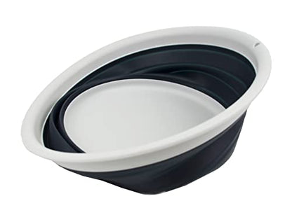 SAMMART 7.5L (1.98 Gallon) Collapsible Tub - Foldable Dish Tub - Portable Washing Basin - Space Saving Plastic Washtub (Grey/Slate Grey) - color: Grey/Slate Grey