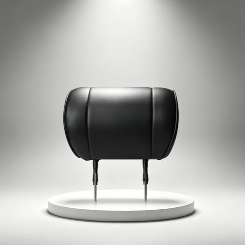 Luxury Memory Foam Head Rest Insert 150mm Hole Distance, Scratch-Resistant Black Faux Leather Pillow with Posts for Custom Van RV Modification, Secure Aesthetic Mount