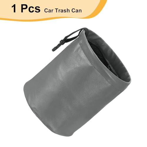 HARFINGTON Car Trash Can 0.9 Gallon Foldable Leak-Proof Garbage Organizer Portable Hanging Waterproof Truck Trash Bins for Van Automotive Vehicle Front Seat, Gray - color: Grey