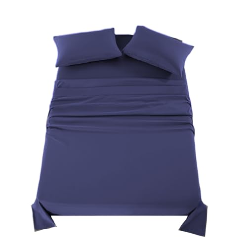 Kingnex Queen Sleeper Sofa Bed Sheets for 60x74 Pull Out Sofa Bed with 4-6 Deep Pocket Soft Double Brushed 1800 Microfiber 4 Piece Bedding Set Navy - color: Navy, size: Sleeper Sofa Queen