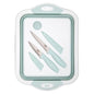 Tasty Multifunctional Cutlery Set, Includes Cutting Board with Built-In 7.5-Quart Collapsible Tub, Utility and Paring Knives, Space Saving Design, 3-Piece Set, Dishwasher Safe