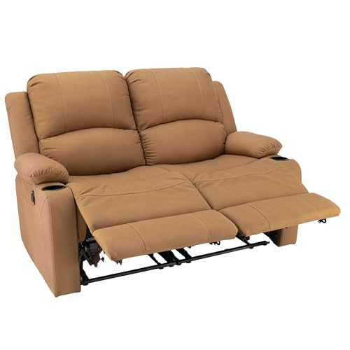 Camper Comfort 58" Wall Hugger Reclining RV Theater Seats | Double Recliner RV Sofa | RV Couch | Wall Hugger Recliner | RV Theater Seating | RV Furniture (Powered, Sand) - color: Sand, style: Powered