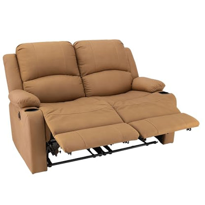 Camper Comfort 58" Wall Hugger Reclining RV Theater Seats | Double Recliner RV Sofa | RV Couch | Wall Hugger Recliner | RV Theater Seating | RV Furniture (Powered, Sand) - color: Sand, style: Powered