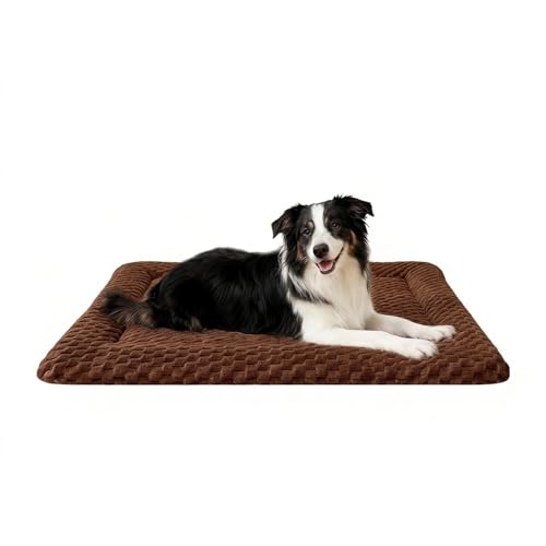 Dog Bed Mat, Dual-Sided Dog Crate Bed Mat - Ultra Soft & Machine Washable Kennel Pad for Large Dogs, All-Season Comfort Pet Bed for Crates, Travel, and Home, Brown, 35 x 23 Inch - color: Brown, size: Large 35 x 23 x 1.5 in