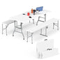 HLPB Folding Table Picnic Table Set, 6 ft Camping Table with 2 Benches, Outdoor Indoor Portable Folding Furniture for Working Meeting Party, Camping, Picnic, Weddings w/Handle and Safety Locks, White