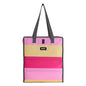 PackIt Freezable Grocery Tote, Pink Stripe, Built with EcoFreeze Technology, Foldable, Collapsible, Reusable, Zip Closure, Dual handles, Great for Transporting Fresh Groceries - color: Pink Stripe