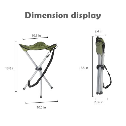 Folding Camping Stool,16.6" Folding Camping Chairs,Portable Tripod Seat,Outdoor Travel Tall Chair for Camping Walking Hunting Hiking Fishing Mountaineering Picnic Beach BBQ Garden Lawn(Pink) - color: Green