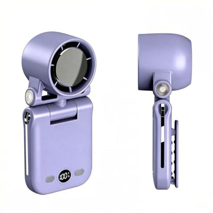 Mini Portable Handheld Clip On Rechargeable Personal Hand Fan with LED Display, High Speed Turbo Battery Operated 100 Speeds Small Fan for Travel/Outdoor/Concerts/Lash/Makeup (update purple) - color: update purple