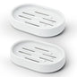Topsky 2 Pack Soap Dish for Shower, Sink, Bathtub, Oval Plastic White Soap Bar Holder with Drain, Easy to Clean, Durable - color: White.
