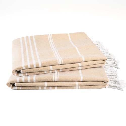 Cotton Turkish Beach Towel with Towels Oversized 36"x72" Pool Absorbent Extra Large Quick Dry Sand Travel Towel (Desert Sand, 2 Pack) - color: Desert Sand, size: 2 Pack