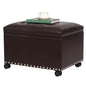 Joveco Leather Storage Ottoman with 360° Caster Wheels 24" Foot Rest Bench Rectangle Ottomans Stool for Living Room Bedroom (Brown, Wheels) - color: Brown With Casters