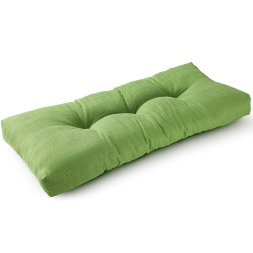 SUNROX LokGrip Non Slip Tufted Memory Foam Bench Cushion, FadeShield Water Resistant Durable Thicken Outdoor/Indoor Bench Seat Pads 48x16x4 inch, Apple Green - color: Apple Green, size: 48x16 Inch (Pack of 1)