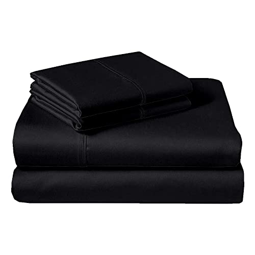 100% Cotton Short Queen Sheet Set for Rv Camper - Black Solid - color: Black Solid, size: Short Queen