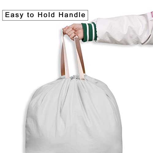 Cotton Canvas Laundry Bag with Handles & Drawstring Straps, Heavy Duty Extra Large Laundry Bags for Laundromat and Household, Washable Travel Dirty Clothes Bag Hamper Liner, 25.5 x 34 Inch, - color: Light Grey