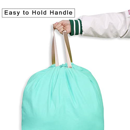 Cotton Canvas Laundry Bag with Handles & Drawstring Straps, Heavy Duty Extra Large Laundry Bags for Laundromat and Household, 25.5x34 Inch, Lake Blue - color: Lake Blue