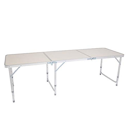 3/4/6 Foot Plastic Folding Table,Adjustable Foldable Table with Carrying Handle,Outdoor Picnic Party Table for Camping,Wedding,Kitchen,Beach,Straight Legs - White (White, 6ft) - size: 6ft