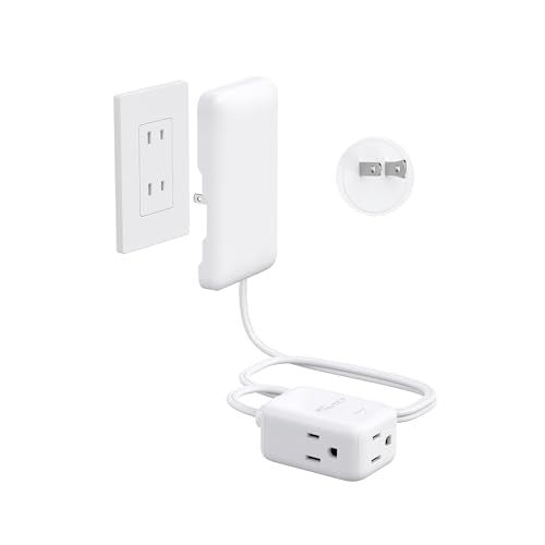 NUTICT 2 Prong to 3 Prong Outlet Adapter, 3FT Two Prong Extension Cord with 3 Grounded Outlets, Flat Polarized Plug & Ultra-Thin Outlet Cover, 13A/1625W, 900J Surge Protection, for Old House, White - color: White, size: 3ft(2 Prong Plug), style: for Stand