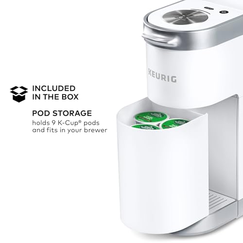 Keurig K-Mini Plus Single Serve K-Cup Pod Coffee Maker, with 6 to 12oz Brew Size, Stores up to 9 K-Cup Pods, Travel Mug Friendly, Matte White - color: White