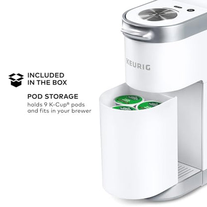 Keurig K-Mini Plus Single Serve K-Cup Pod Coffee Maker, with 6 to 12oz Brew Size, Stores up to 9 K-Cup Pods, Travel Mug Friendly, Matte White - color: White