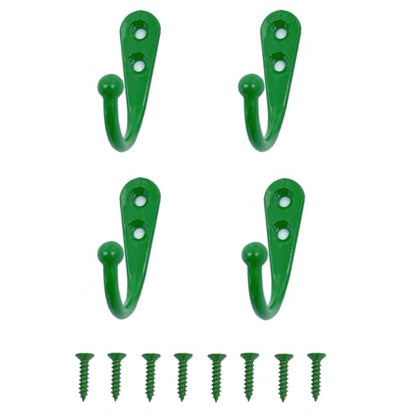 4 Pcs Wall Mounted Hooks for Bedroom,Bathroom,Kitchen,and Cabinet Hangers (with 8 Screws)-Green - color: Green
