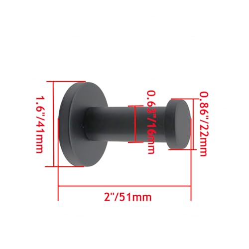 Wall Hooks Heavy Duty Coat Hooks Stainless Steel Clothes Hanger for Hanging Bathroom Towels Handbag Black 2-inch Length with 16mm Shank Dia - Pack of 6 - color: Black, size: 2" Length 16mm Shank
