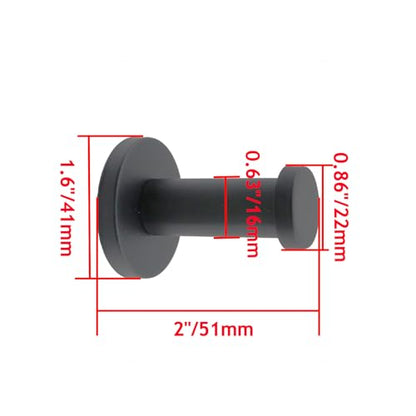 Wall Hooks Heavy Duty Coat Hooks Stainless Steel Clothes Hanger for Hanging Bathroom Towels Handbag Black 2-inch Length with 16mm Shank Dia - Pack of 6 - color: Black, size: 2" Length 16mm Shank