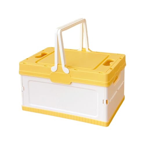 Folding Container with Lid for Camping Home Use Outdoor Gear Storage Organiser for Small Spaces Home Storage Organiser - color: Yellow, size: S
