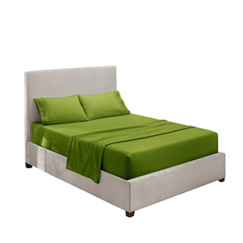 Hearth & Harbor Twin Size Sheets - 3 Piece Bed Sheet Set, Hotel Luxury Double Brushed Bed Sheets - Extra Soft Bedding Sheets & Pillowcases, Twin, Calla Green - color: Calla Green, size: Twin